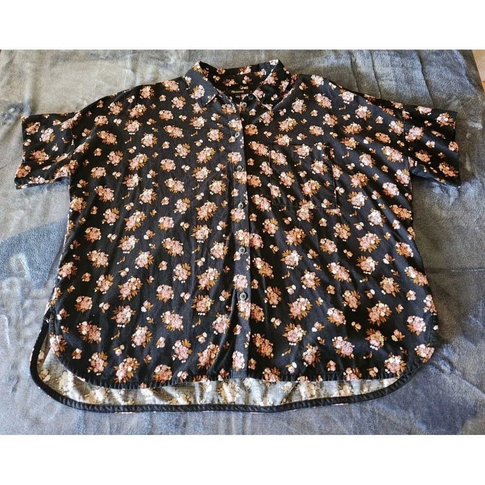 Madewell Corduroy Daily Shirt Homestead Bouquet Floral Black Indie Casual Top S